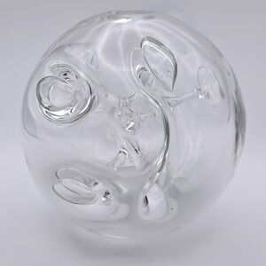 Artist Signed Modern Art Glass Paperweight Clear Fair 2003 Sculpture